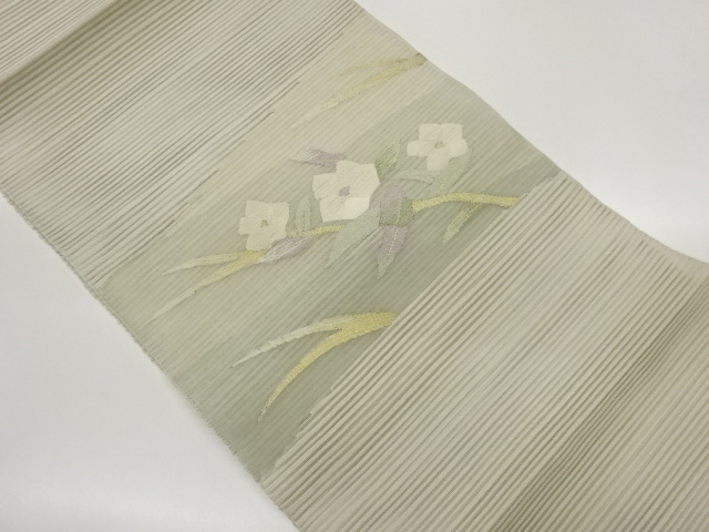 JAPANESE KIMONO / RO ABSTRACT FLOWER / LEAF / BRANCH PATTERN WOVEN NAG
